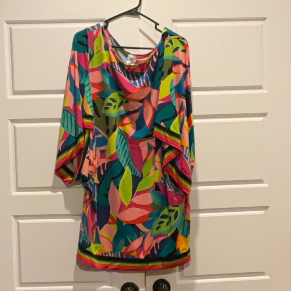 Trina Turk Multicolor Leaf Print Swim Coverup
